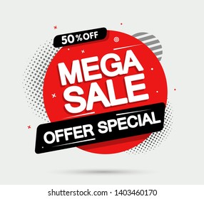 Super Sale and special offer. Vector illustration. Trendy neon geometric figures wallpaper in a modern material design style.Coloured banner