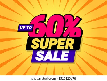 Super sale of special offers. Discount with the price is 60 . An ad with a red tag for an advertising campaign at retail on the day of purchase. vector illustration