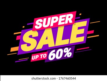 Super sale of special offers. Discount with the price is 60. An ad with a red tag for an advertising campaign at retail on the day of purchase. vector illustration