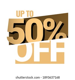 Super sale of special offers. Discount with the price is 50 . An ad with gold tag for an advertising campaign at retail on the day of purchase. vector illustration