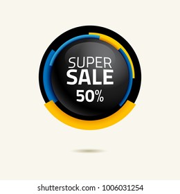 Super sale sphere banner. Vector illustration