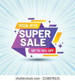 Super sale sticker, hot price tag, big discount badge set. Extra bonus and special offer with up to 70 percent sale off only on weekend vector illustration isolated in white background