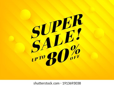 Super Sale, Summer Sale Banner. Yellow Background Special Offers And Promotion Template Design.