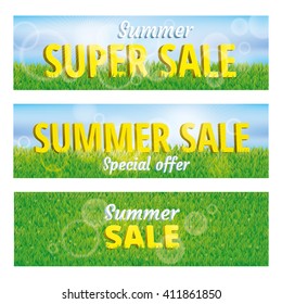 Super sale summer green grass background. Vector pattern, texture, for banners, logo, web, card, vip exclusive certificate, gift luxury voucher, design, spring sale logo welcome