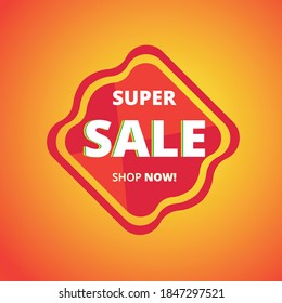 super sale tag or button shape promotion web banner design