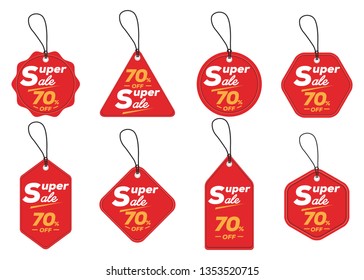 super sale tag collection, set of banner elements for website and advertising. Discount label design, sale web coupons. Vector promotion badge icons. 3D Price sticker. - Vector EPS10