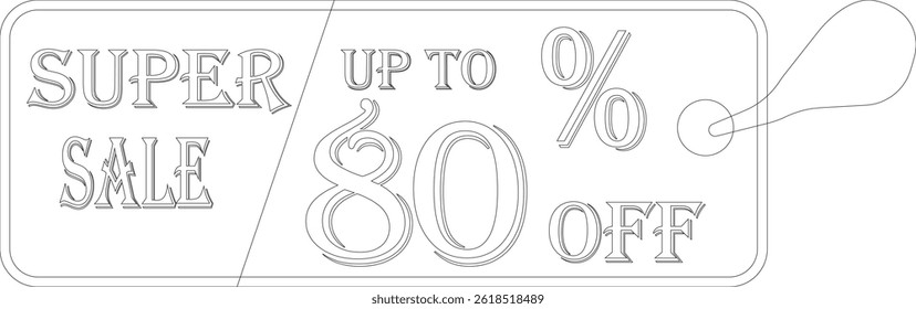 super sale tag line art icon. sale sticker for advertising in a discounted store.badge template with sale percentage symbol, discount price tag.sale label collection suitable for promotion media.