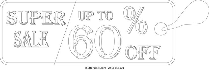 super sale tag line art icon. sale sticker for advertising in a discounted store.badge template with sale percentage symbol, discount price tag.sale label collection suitable for promotion media.