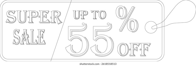 super sale tag line art icon. sale sticker for advertising in a discounted store.badge template with sale percentage symbol, discount price tag.sale label collection suitable for promotion media.