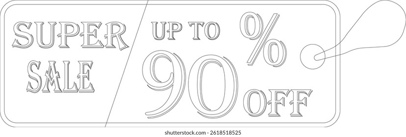 super sale tag line art icon. sale sticker for advertising in a discounted store.badge template with sale percentage symbol, discount price tag.sale label collection suitable for promotion media.