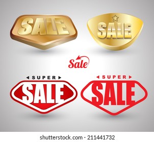 Super SALE tag set. For promotion banner, Vector illustration.