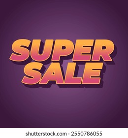 Super sale. Text effect design in bold text with modern colors. dark background