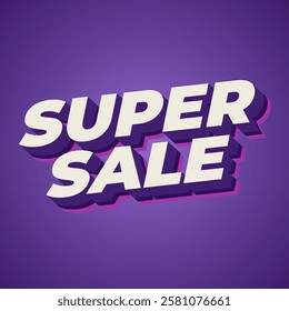 Super sale. Text effect design in bold text with modern purple colors