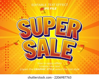 super sale text effect, font editable, typography, 3d text. vector template