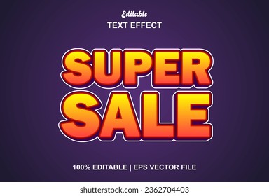 super sale text effect with orange graphic style and editable.