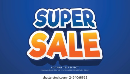 super sale text effect template with minimalist style and bold font concept use for brand advertising