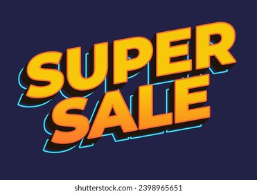 Super sale. Text effect in yellow color in 3D look