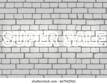 Super sale text from neon tubes on white background.