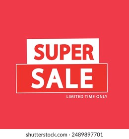 Super sale text. red and white. red background vector