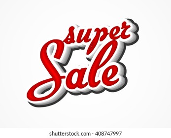Super Sale text typography with 50% discount