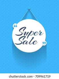 Super Sale Theme Flat Vertical Web Ad Template. Long Shadow Style Quotes Banner Design