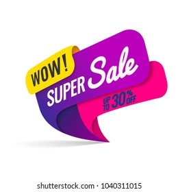 Super Sale, this weekend special offer banner, up to 30% off. Vector illustration.