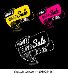 Super Sale, this weekend special offer banner, up to 50% off. Vector illustration.