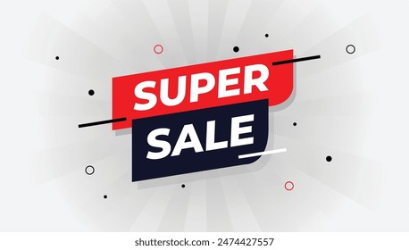 Super Sale vector art design featuring a sleek white color banner template, perfect for eye-catching promotional graphics