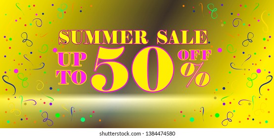 Super Sale vector banner. 50% off. Vector illustration. Summer sale. Sale banner template design.