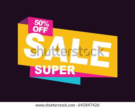 Super Sale vector banner.  50%off . Vector illustration.