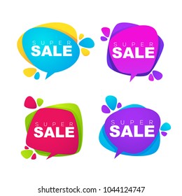 super sale, vector collection of bright discount bubble tags, banners and stickers