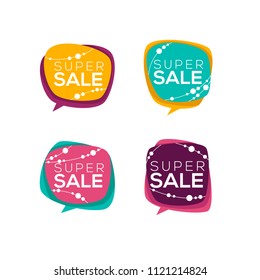 super sale, vector collection of bright discount bubble tags, banners and stickers