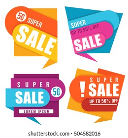 super sale, vector collection of bright discount bubble tags, banners and stickers