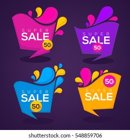 super  sale, vector collection of bright discount bubble tags, banners and stickers