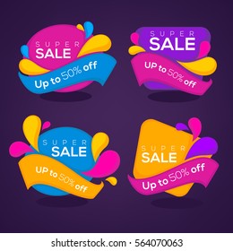 super sale, vector collection of bright discount bubble tags, banners and stickers