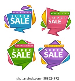 super sale, vector collection of bright discount bubble tags, banners and stickers