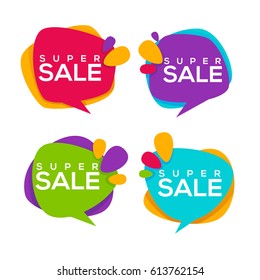 super sale, vector collection of bright discount bubble tags, banners and stickers
