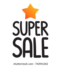 Super sale. Vector hand drawn star icon, badge illustration on white background.
