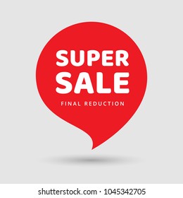 Super sale vector red tag, commerce promotion banner