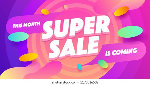 Super sale for web app banner. Discount banner design. Vector illustration fashion newsletter designs, poster design for print or web, media, promotional material - stock vector