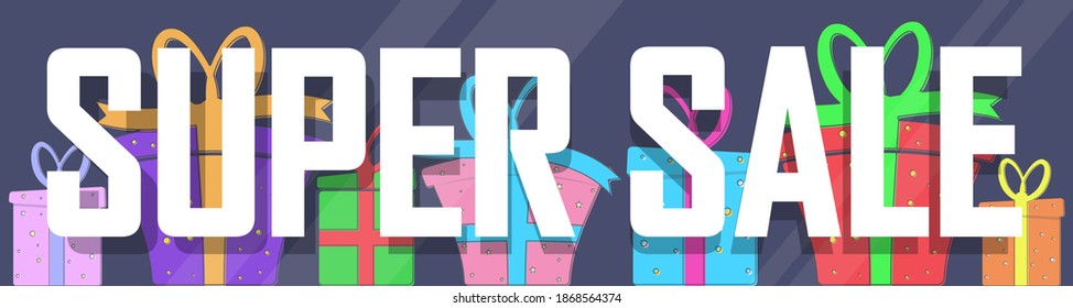 Super Sale, web banner design template, discount horizontal poster, special offer, spend up and save more, vector illustration