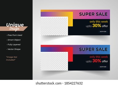 Super Sale Web Banner Template. Discount concept Design.