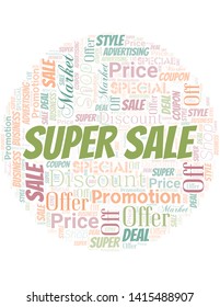 Super Sale Word Cloud. Wordcloud Made With Text.