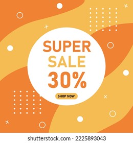 Super sale yellow orange banner with offer details vector illustration 