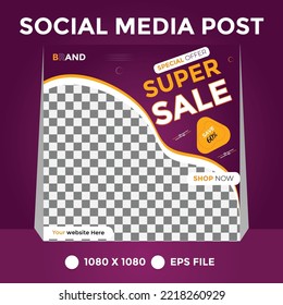 Super sale for your business live webinar social media post banner template Vector