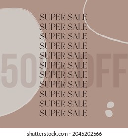 super sales banner with pastel colors 50% off repeated text