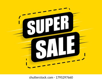 Plantilla de banner de superventas. Diseño de carteles con fondo amarillo. Pancarta de venta abstracta. Ilustración vectorial.