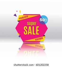 Super sale.weekend, special offer banner, by 50%. The poster. Big sale, special offers.vector illustration.