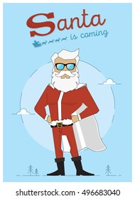 Super Santa is Coming Character Illustration. Vector Christmas Hero Illustration