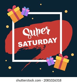 Super Saturday Sale banner. One day deal, special offer, big sale, clearance. Set of flat backgrounds for social media, stories, banners, invitation card, poster, greeting card. Vector illustration.